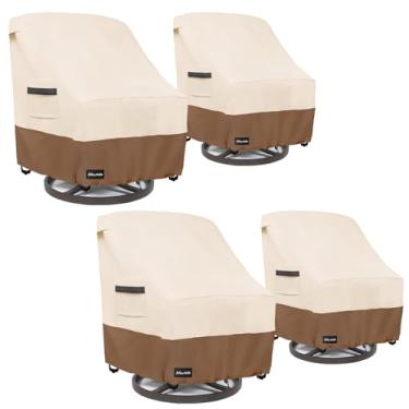 Imagem de ANartcle Pacote com 4 capas giratórias para cadeira de pátio, 600D, impermeável, resistente (83 L x 99 cm P x 91 A), capas para móveis de pátio, capas de móveis de exterior à prova d'água, bege e