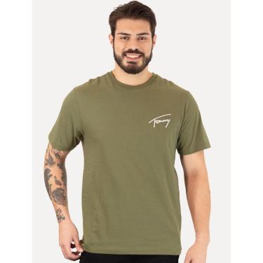 Imagem de Camiseta Tommy Jeans Masculina Embroidered Signature Verde Militar-Masculino