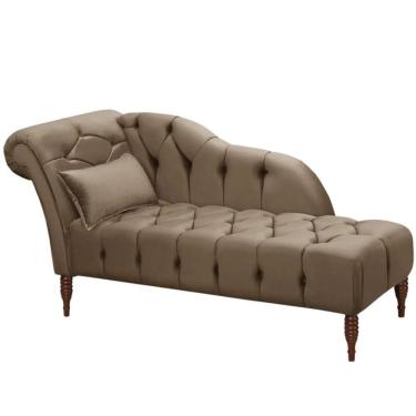 Imagem de Chaise Longue Divã Montreal 160cm Veludo Shop Das Cabeceiras Castor