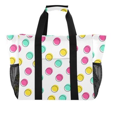 Imagem de ODAWA Lindas sacolas de compras coloridas de lona de bolinhas, bolsa de mercearia de academia para mantimentos