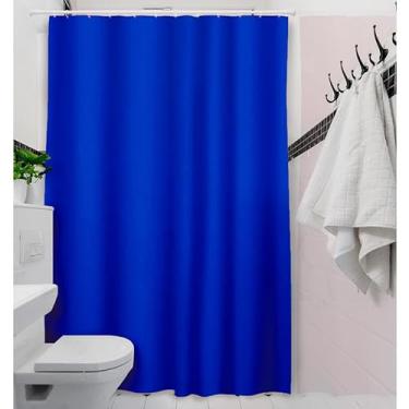 Imagem de Cortina de Box Banheiro Vinil com Ganchos – Cortina para Box Impermeável e Fácil de Limpar (LISAS AZUL ROYAL)