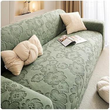 Imagem de Capa de sofá 1, 2, 3, 4 e 5 lugares, protetor móveis veludo grosso luxo, capa cor sólida, elástica para cadeira reclinável(Green,1-seat 90-140cm)