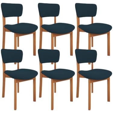 Imagem de Kit 06 Cadeiras Para Sala de Jantar Cozinha Living Estofada Dara L02 Suede Azul Marinho - Lyam Decor