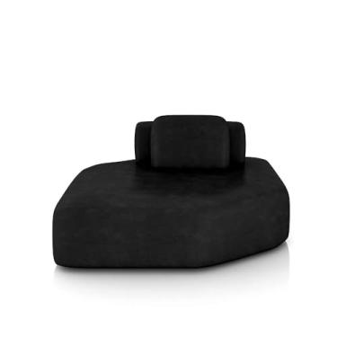 Imagem de Sofá Ilha Dakota Chaise 168cm Modulado Encosto Almofada Solta PU Preto G33 - Gran Belo