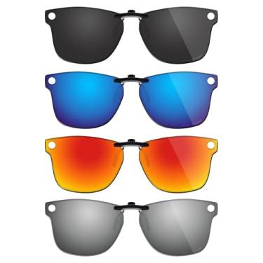 Imagem de Fiskr Óculos de sol polarizados clip-on para Ray-Ban Meta Wayfarer RW4006 e Gen 2 RW4012 (tamanho 50-22) - Proteção UV - Ajuste universal - Não abre - Preto clássico e prata metálica e azul gelo e