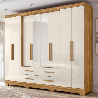 Imagem de Guarda-roupas Casal 8 Portas San Lorenzo Freijó/Off White