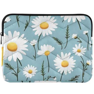 Imagem de Capa para notebook com estampa de margaridas, azul, acolchoada, universal, 13 a 14 polegadas, capa para laptop para MacBook Pro de 14 polegadas