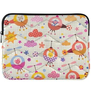 Imagem de Capa protetora para notebook com estampa floral de helicópteros de animais fofos para Mac Air de 13 polegadas, capas fofas para computador de 33 a 35 cm, universal