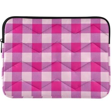 Imagem de Capa acolchoada xadrez rosa xadrez para MacBook 13 polegadas, acessórios de computador, capa universal para notebook de 13 a 14 polegadas