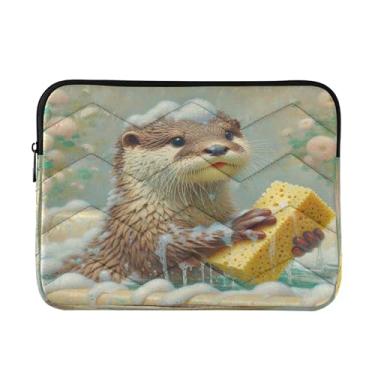 Imagem de Capa para laptop feminina bege de lontra relaxada, média, à prova de choque, capa protetora para transporte de computador, bolsa de trabalho de 33 a 13,3 polegadas para mulheres