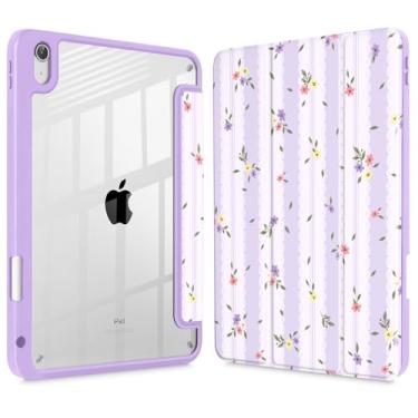 Imagem de Mektron Capa para iPad 2025 11 polegadas (chip A16) 11ª geração serve para iPad 10ª geração 11 polegadas 2022, porta-lápis embutido com capa à prova de choque transparente + suporte de três dobras