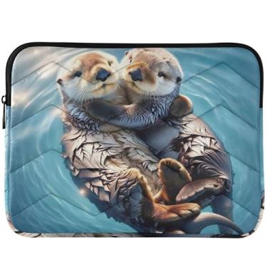 Imagem de Capa protetora fofa de animais fofos, lontra, marinha, fofa, fofa, capa protetora para notebook floral, capa universal para notebook de 13 polegadas, 14 polegadas