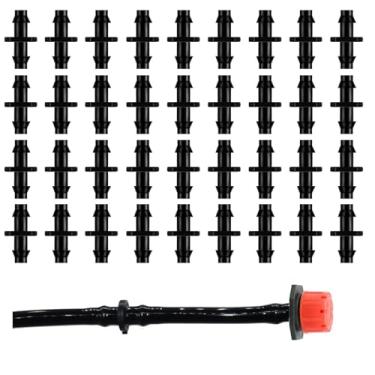Imagem de AYDZWJM Conectores de irrigação por gotejamento de 200 peças, adequados para tubos de 1/4 polegada, farpados, de plástico preto