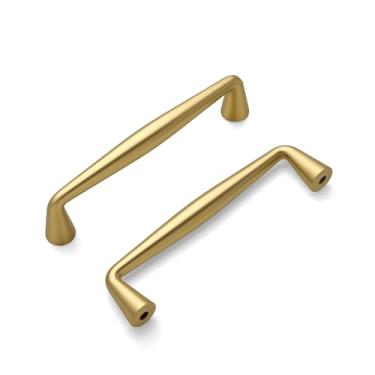 Imagem de HARPOON Pacote com 10 puxadores de armário de cozinha de liga de zinco sólida, ferragens para armários de armário, alça de gaveta com orifício central de 9,5 cm, latão escovado