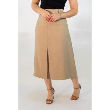 Imagem de Saia Feminina Midi Alfaiataria Alta Fenda Frontal Anticorpus-Feminino