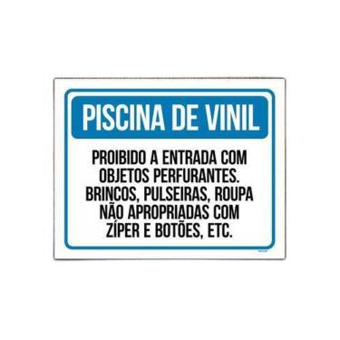Imagem de Placa Piscina Vinil Proibido Objetos Perfurantes 27X35