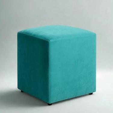 Imagem de Puff quadrado em MDF e Estofado em Veludo suporta até 150kl sala，quarto，pufe，puff redondo(Tiffany)