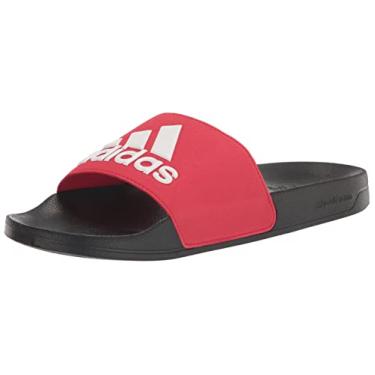 Imagem de adidas Sandália de chuveiro unissex Adilette para adultos, Better Scarlet/Branco/Preto, 14 Women/13 Men