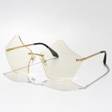 Imagem de Óculos de sol femininos Dopamine Star, colorido, armação de estrela de cinco pontas, divertidos, modernos, para mulheres, Amarelo, Lens Width: 67Millimeters