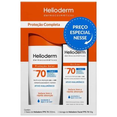 Imagem de Kit Protetor Solar Corporal Helioderm Fps70 200ml + Protetor Facial Fp