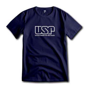 Imagem de Camiseta USP Logo Frente Grande Malha 100% Algodão Premium, G, Azul ma