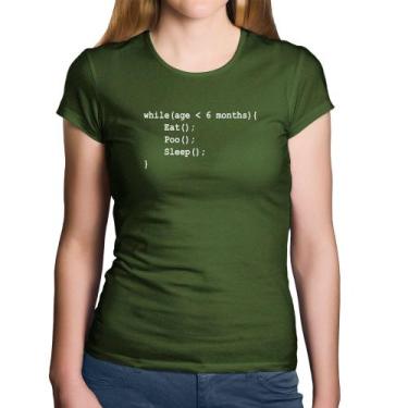 Imagem de Baby Look Algodão Eat Poo Sleep Código - Foca na Moda, Musgo, G