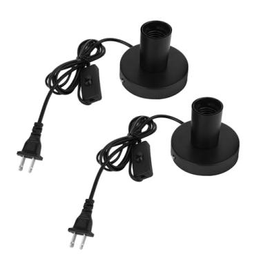 Imagem de 2un Base para Luminária de Mesa em Metal Polido com Soquete Rosca E26/E27, Cabo 1,8m e Interruptor Liga/Desliga Preta Estilo Industrial para Lâmpadas LED Edison Vintage