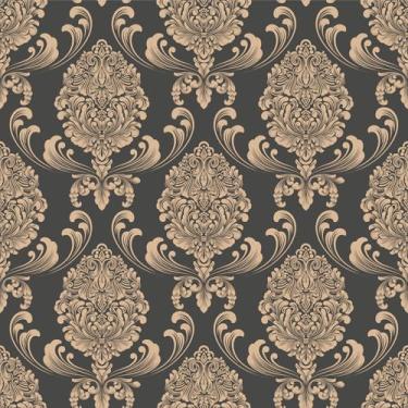 Imagem de Papel de parede dourado vintage floral para quarto - Papel de contato autoadesivo removível damasco texturizado francês 45 cm x 299 cm clássico não tecido para sala de estar e banheiro