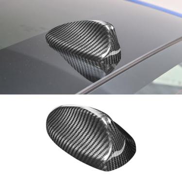 Imagem de BLAKAYA Compatível com capa de antena com acabamento de barbatana de tubarão em fibra de carbono, antenas automotivas de telhado para Alfa Romeo Giulia Stelvio (preto)