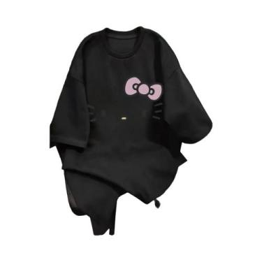 Imagem de Camiseta De Algodão Oversized Hello Kitty Para Mulheres, Estilo Haraju