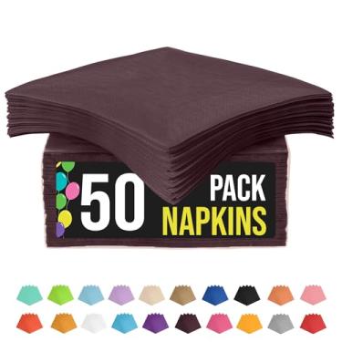 Imagem de Exquisite Pacote com 50 guardanapos de papel para almoço. Os guardanapos de festa com 2 camadas são altamente absorventes de cores vibrantes – guardanapos marrons