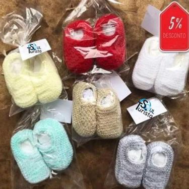 Imagem de Kit Unissex Bebê com 6 Sapatinhos de Bebê de Tricô - 0 a 3 meses - Sou