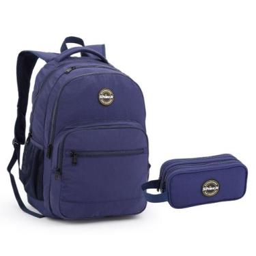 Imagem de Kit Mochila Estojo em Crinckle Laptop Shock - Seanite, Azul
