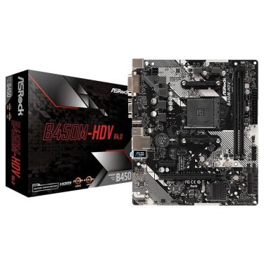 Imagem de Placa-Mãe ASRock B450M-HDV R4.0, AMD AM4, Micro ATX, DDR4, Preto - 90-MXB9N0-A0UAYZ-Unissex