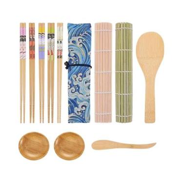 Imagem de Kit De Preparação De Sushi Com Esteira De Bambu UNTIOR, Conjunto Compl