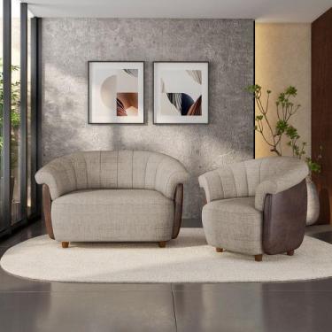 Imagem de Conjunto Sala de Estar Decorativo Latvia Sofá Namoradeira e Poltrona P
