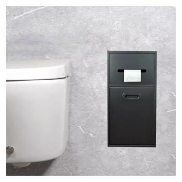 Imagem de Prateleira de nicho de chuveiro de aço inoxidável: armazenamento de parede durável para banheiro, preto 50 x 20 x 14 cm, perfeito para artigos de higiene pessoal e papel higiênico, design moderno