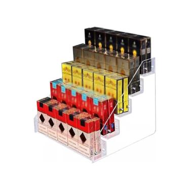 Imagem de Rack de exibição de cigarro de acrílico, suporte de cigarro de bancada, estojo de exibição de doces e cigarros para supermercados, organizador de armazenamento de trapézio (29,5 x 10)