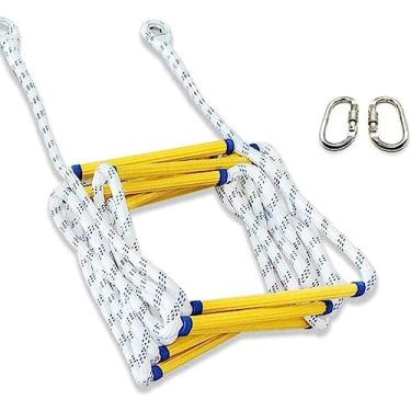 Imagem de Escada de corda de escape de incêndio de emergência - 10 m portátil, implantação rápida, fácil armazenamento, reutilizável, forte para edifícios altos, ideal para janelas domésticas e varandas.