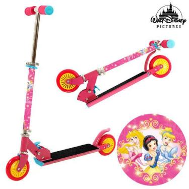 Imagem de Patinete Princesa 2 Rodas Infantil de Menina Rosa e Amarelo - Toys 2u