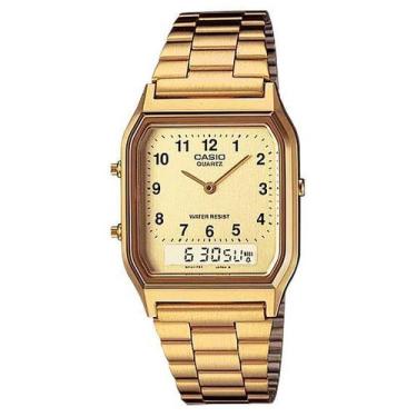 Imagem de Relógio CASIO unissex dourado anadigi AQ-230GA-9BMQ