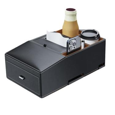 Imagem de Organizador de apoio de braço para carro | Almofada ergonômica - Suporte de copo de caixa de apoio de braço multifuncional | para acessórios de telefone interior automotivo