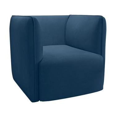 Imagem de Poltrona Laguna Veludo Azul Marinho Pés Plástico Preto - D'Rossi - DRo