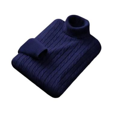 Imagem de Suéter Masculino De Gola Alta Tricotado Quente Casual De Lã Pulôver De