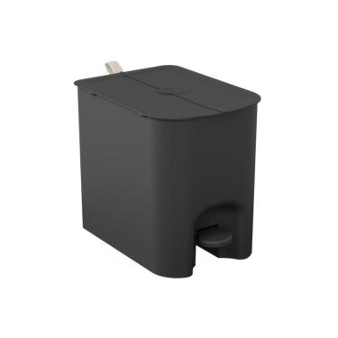 Imagem de Lixeira Com Pedal Borboleta 12l Preto Com Alça Bege Coza