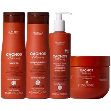 Imagem de Kit Arvensis Cachos Naturais Completo 4 Produtos Ondulados Cacheados C
