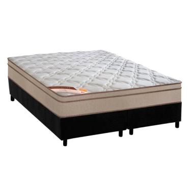 Imagem de Cama Box Queen: Colchão Molas Bonnel Castor Revolution + Base CRC Suede Black(158x198)