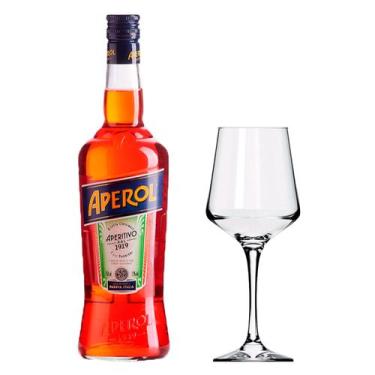 Imagem de Kit Aperitivo Italiano Aperol Garrafa 750ml + Taça de Vidro