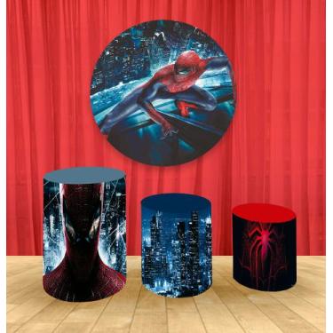 Imagem de Painel Redondo 1,50m E Trio Capa De Cilindro Homem aranha - Fantasia B