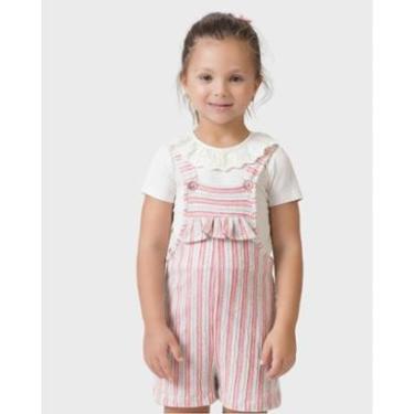 Imagem de Conjunto blusa salopete verão moderno estiloso confortável - Azul e Rosa - Menina 1 a 4 anos-Feminino